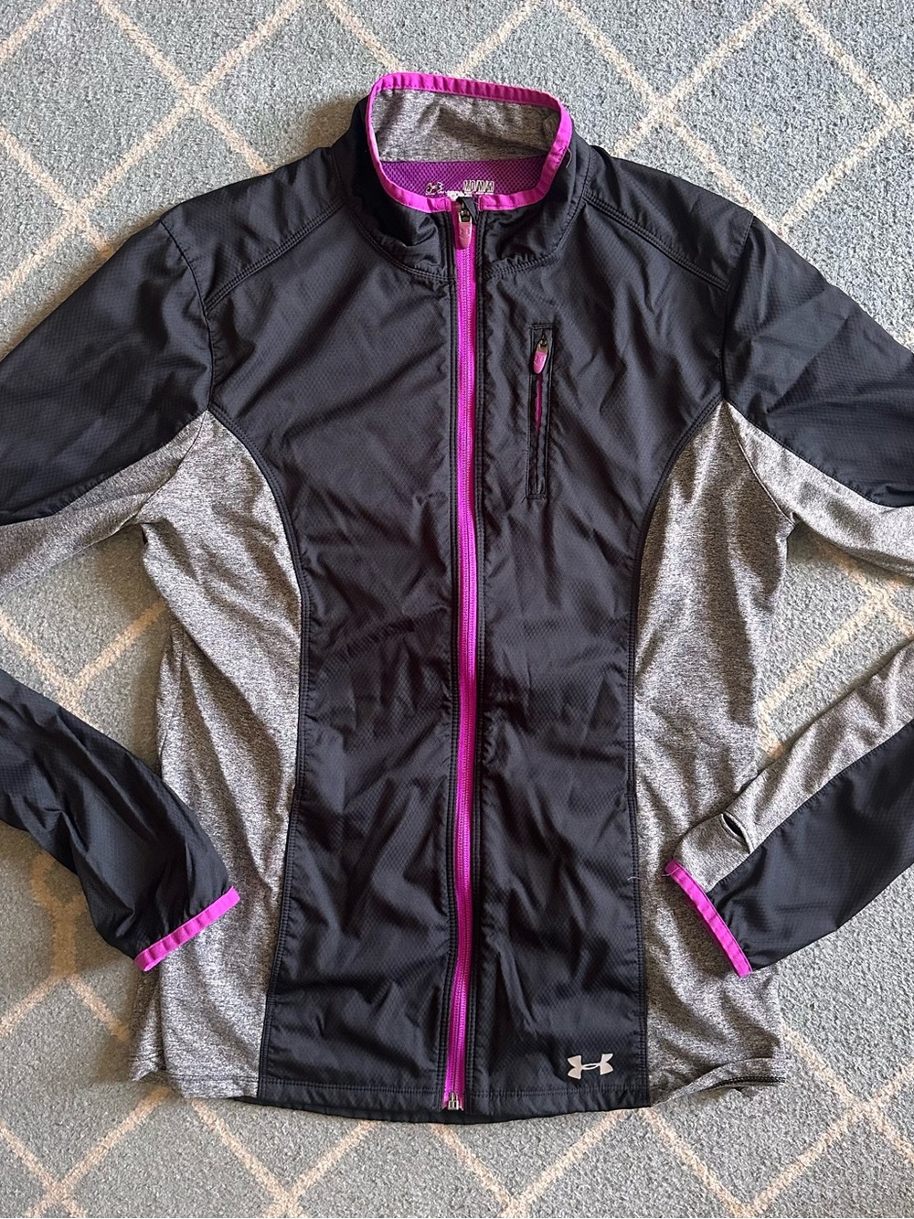 Under Armour Women’s Black & Gray Performance Jacket with Purple Trim